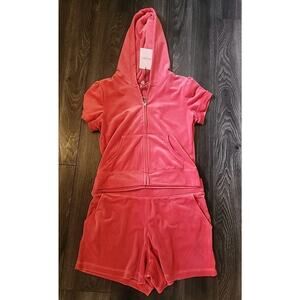 Juicy Couture Hot Pink Velour Track Suit Set Women's Size Medium NWT Lounge Wear